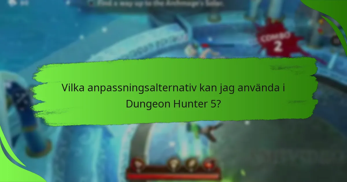Vilka anpassningsalternativ kan jag använda i Dungeon Hunter 5?